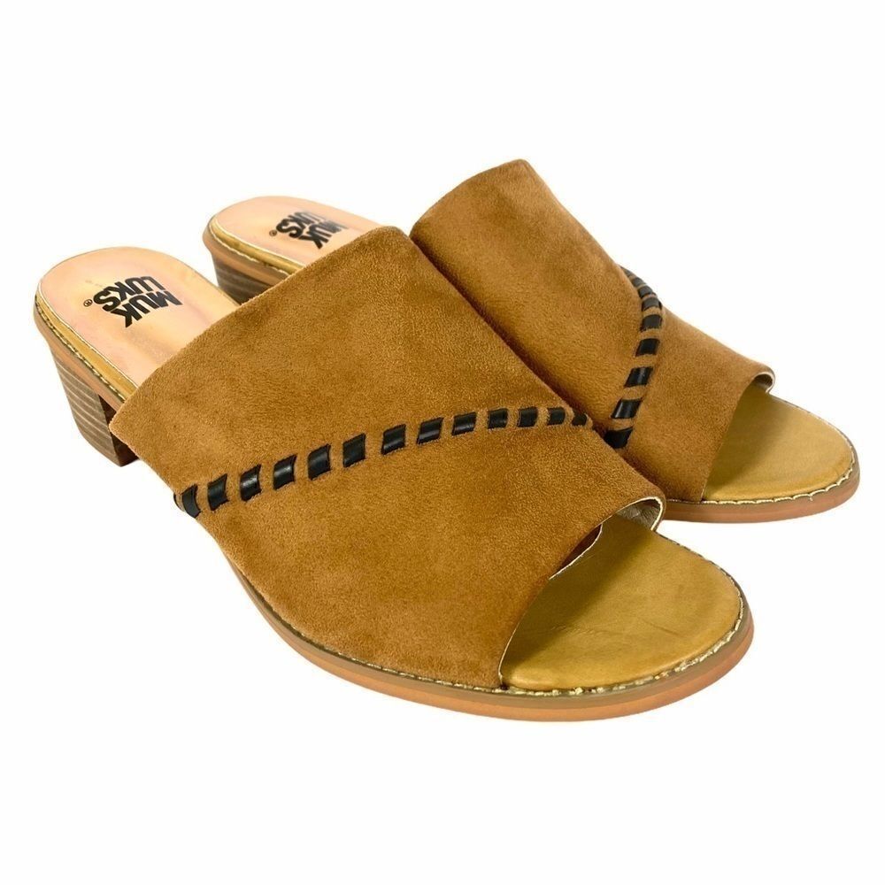 Muk Luks Slip On Cognac Block Heel Sandal